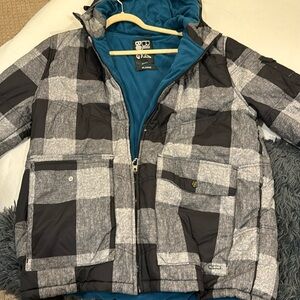 BILLABONG PLAID SKI COAT XL